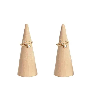 10pcs Unfinished Wooden Craft Cones Wood Cone Ring Holder Unpainted Finger Jewelry Display Stand Organizer for DIY Crafts Painting 2. 5x5cm