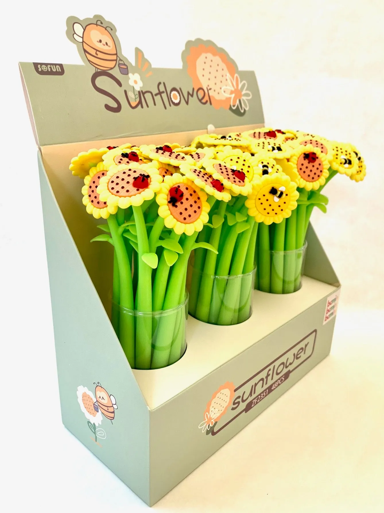 22429 SUNFLOWER LADYBUG & BEE WIGGLE GEL PEN-48