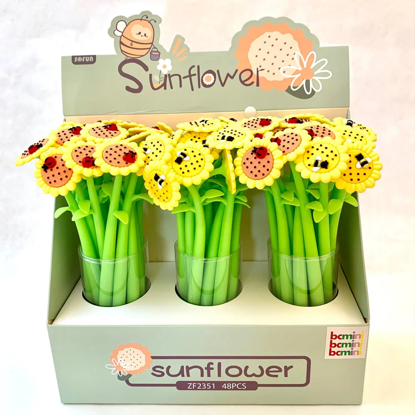 22429 SUNFLOWER LADYBUG & BEE WIGGLE GEL PEN-48