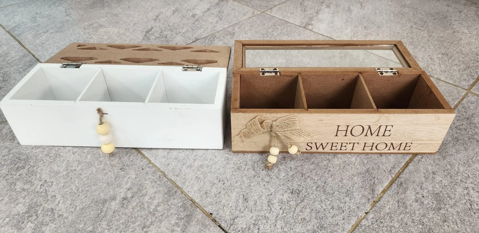 3 compartments / Slot wooden teabag / coffee organizer