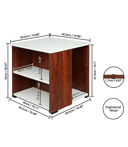 ABOUT SPACE Portable Wooden Centre Table with Storage (50x50x52 cm)