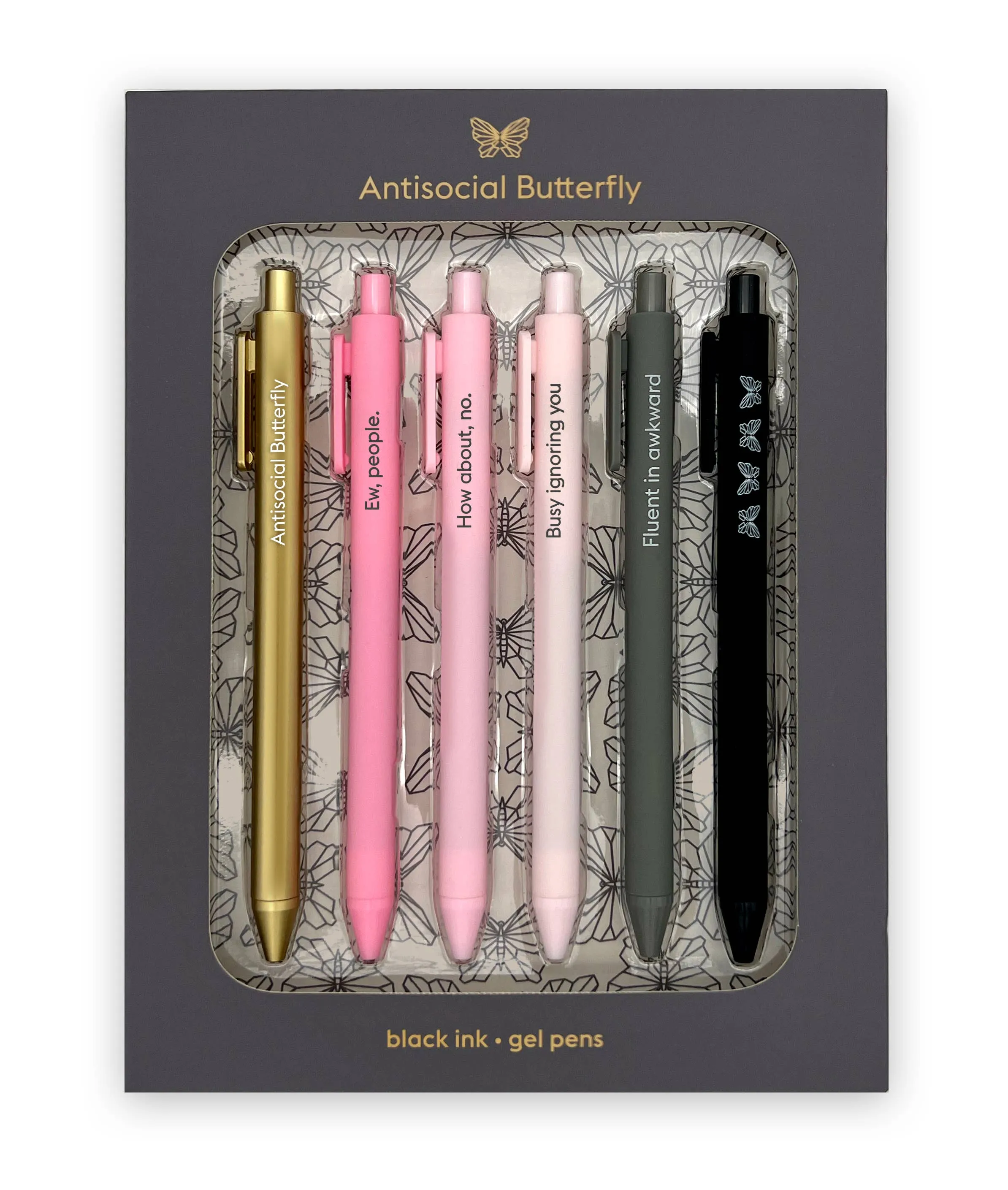 ANTISOCIAL BUTTERFLY - QUOTABLE GEL PEN SET