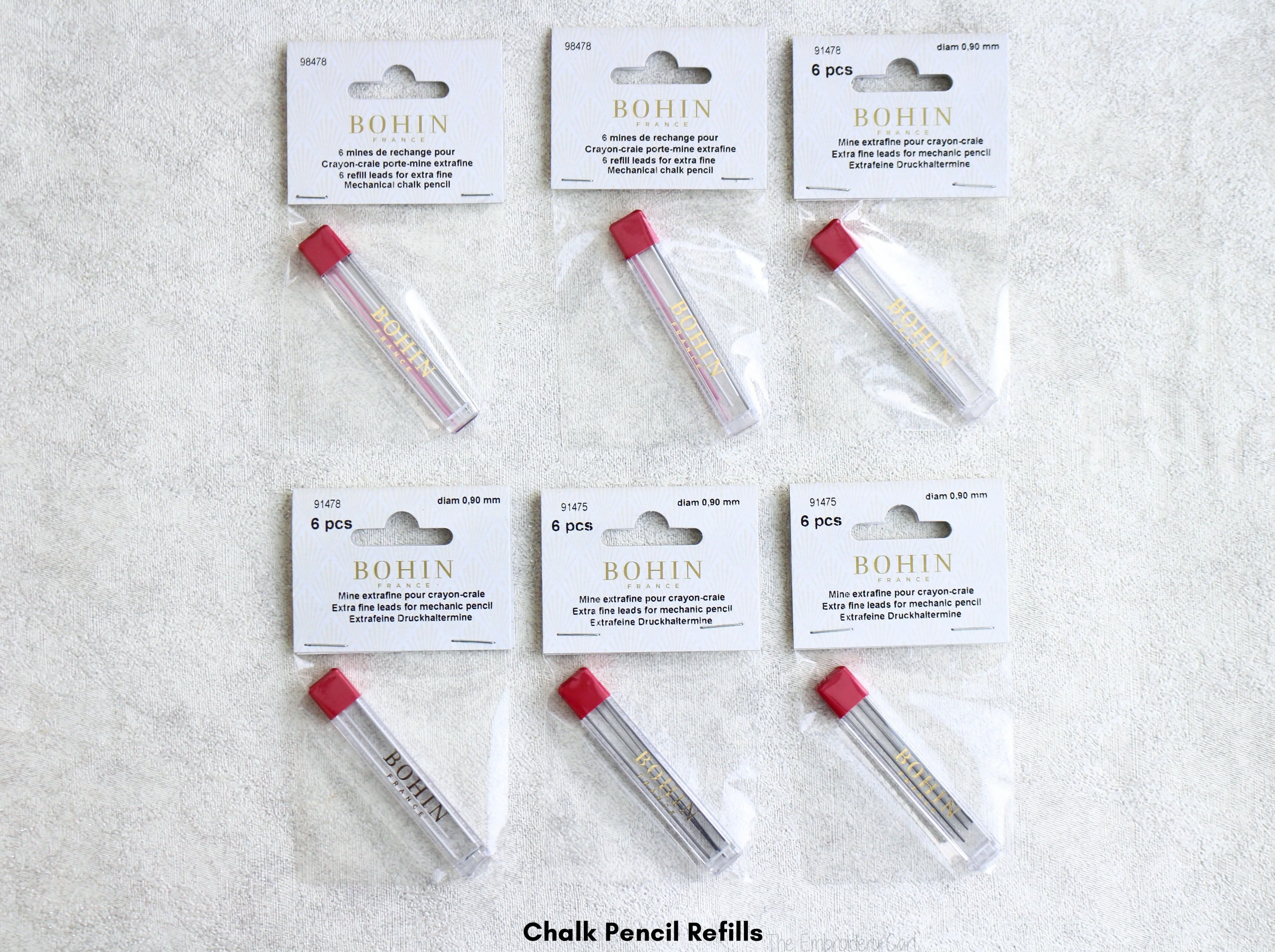 Bohin Extra Fine Mechanical Chalk Pencil 0.9mm   Refill (White Only & Mixed)