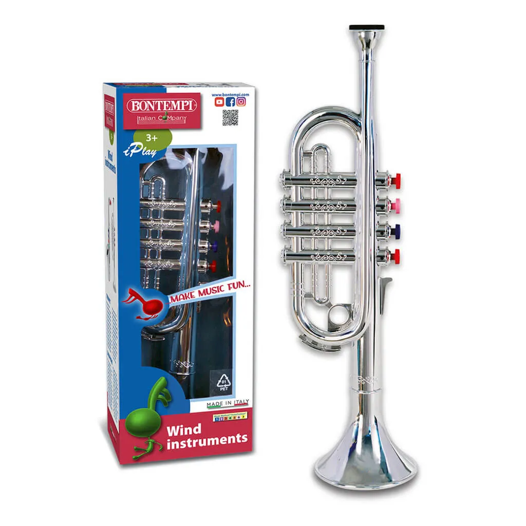 Bontempi Trumpet with 4 Coloured Keys /Notes, 37cm