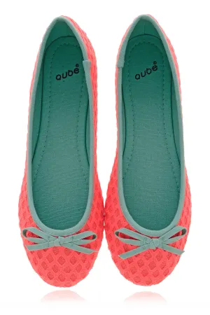 BRIGHT DUET Neon Coral Ballerinas