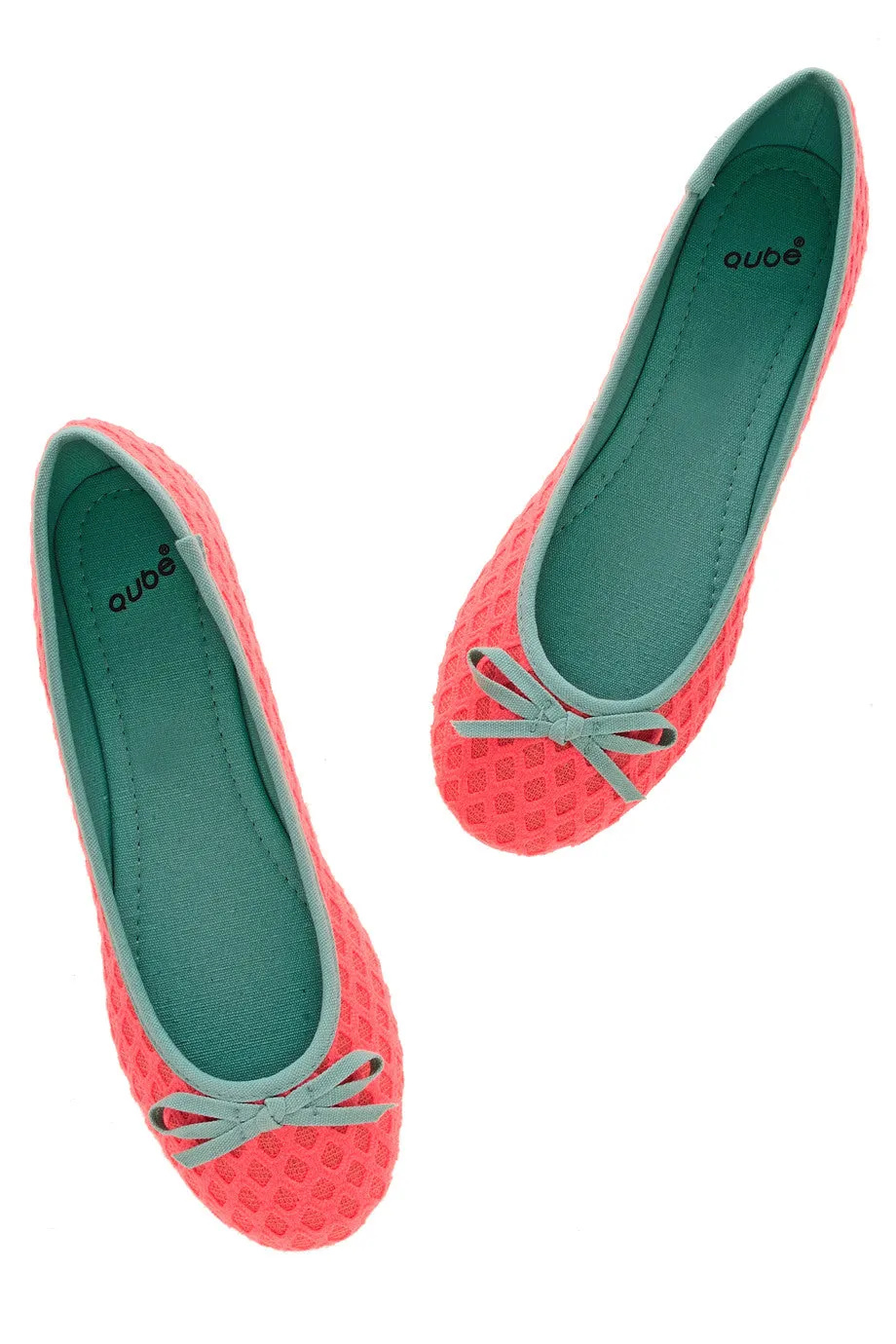 BRIGHT DUET Neon Coral Ballerinas