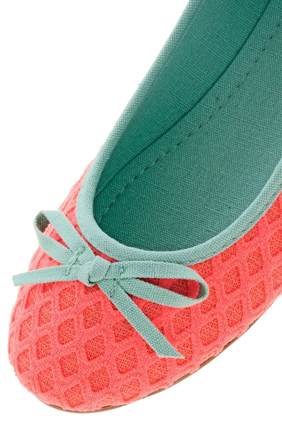 BRIGHT DUET Neon Coral Ballerinas