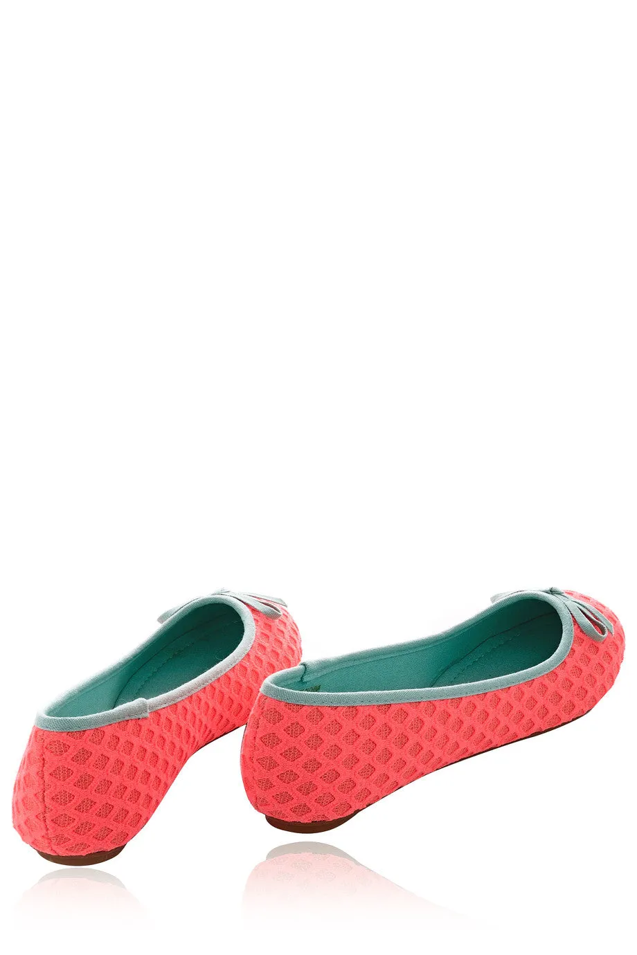 BRIGHT DUET Neon Coral Ballerinas