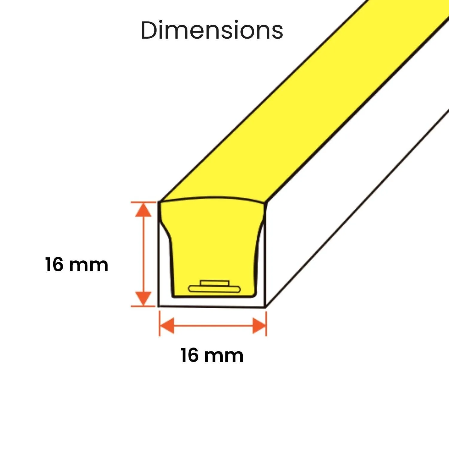 Cool White Neon Flex 6000K 48V 16x16mm Flat Shape Vertical Bending IP65 Waterproof LED Neon Flex Only