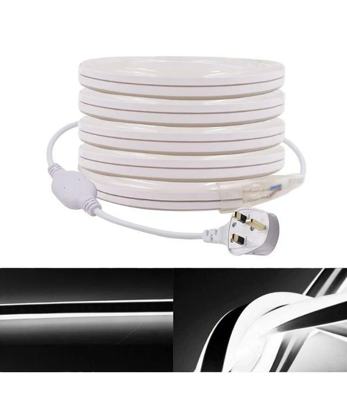 Cool White Neon Flex Double Side 220V 240V 120LED/m 8x16mm IP67 Waterproof Full Kit