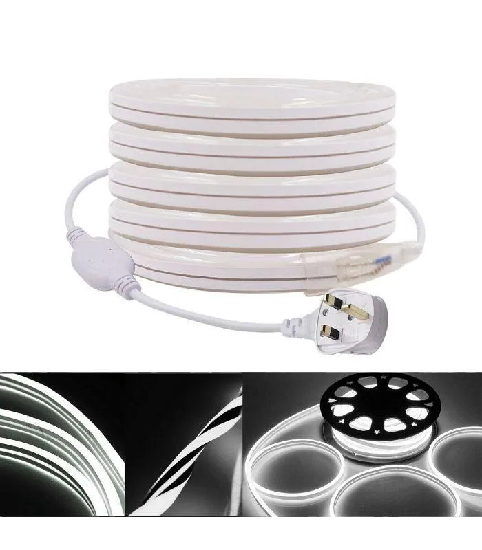 Cool White Neon Flex Double Side 220V 240V 120LED/m 8x16mm IP67 Waterproof Full Kit