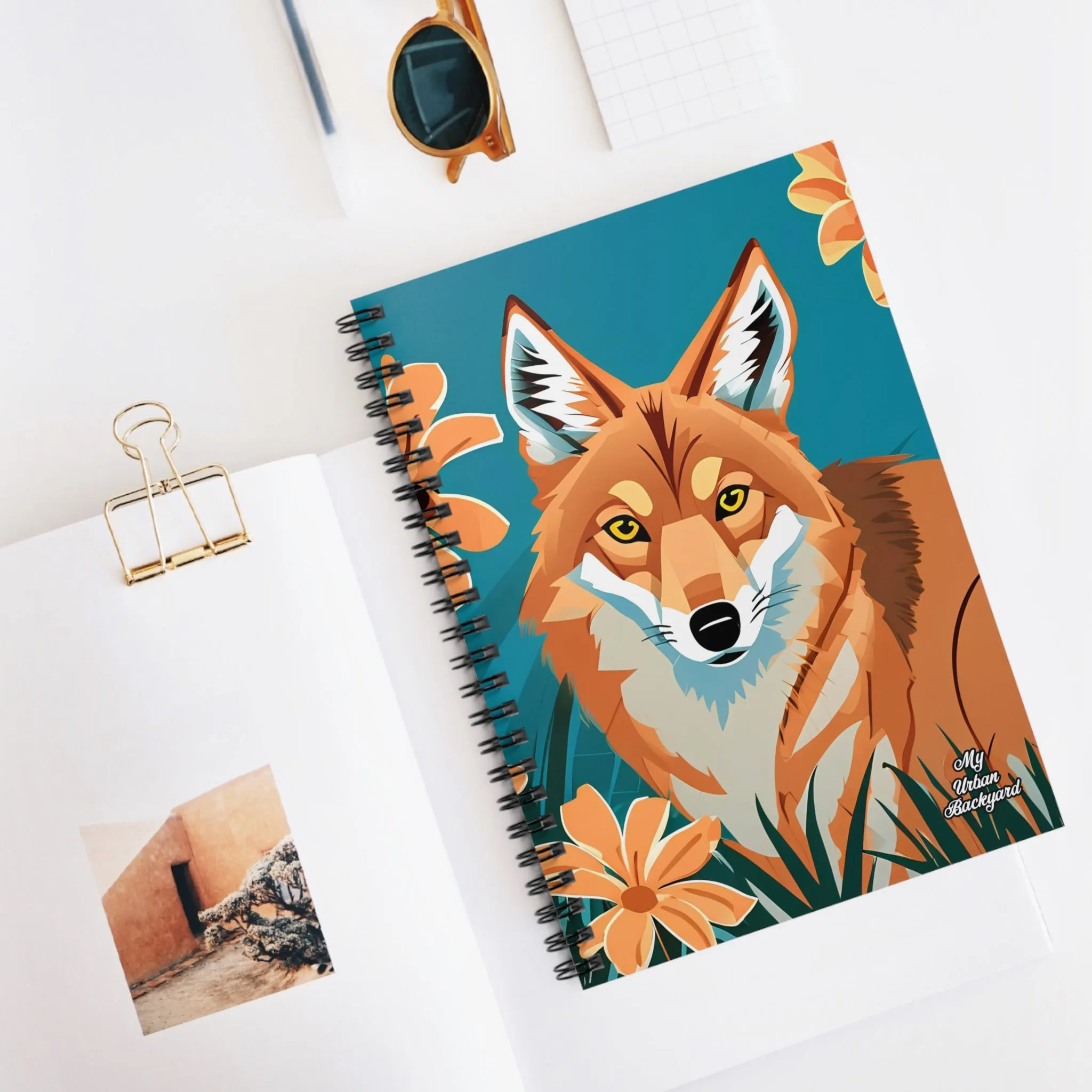 Coyote and Flowers, Spiral Notebook Journal - Write in Style