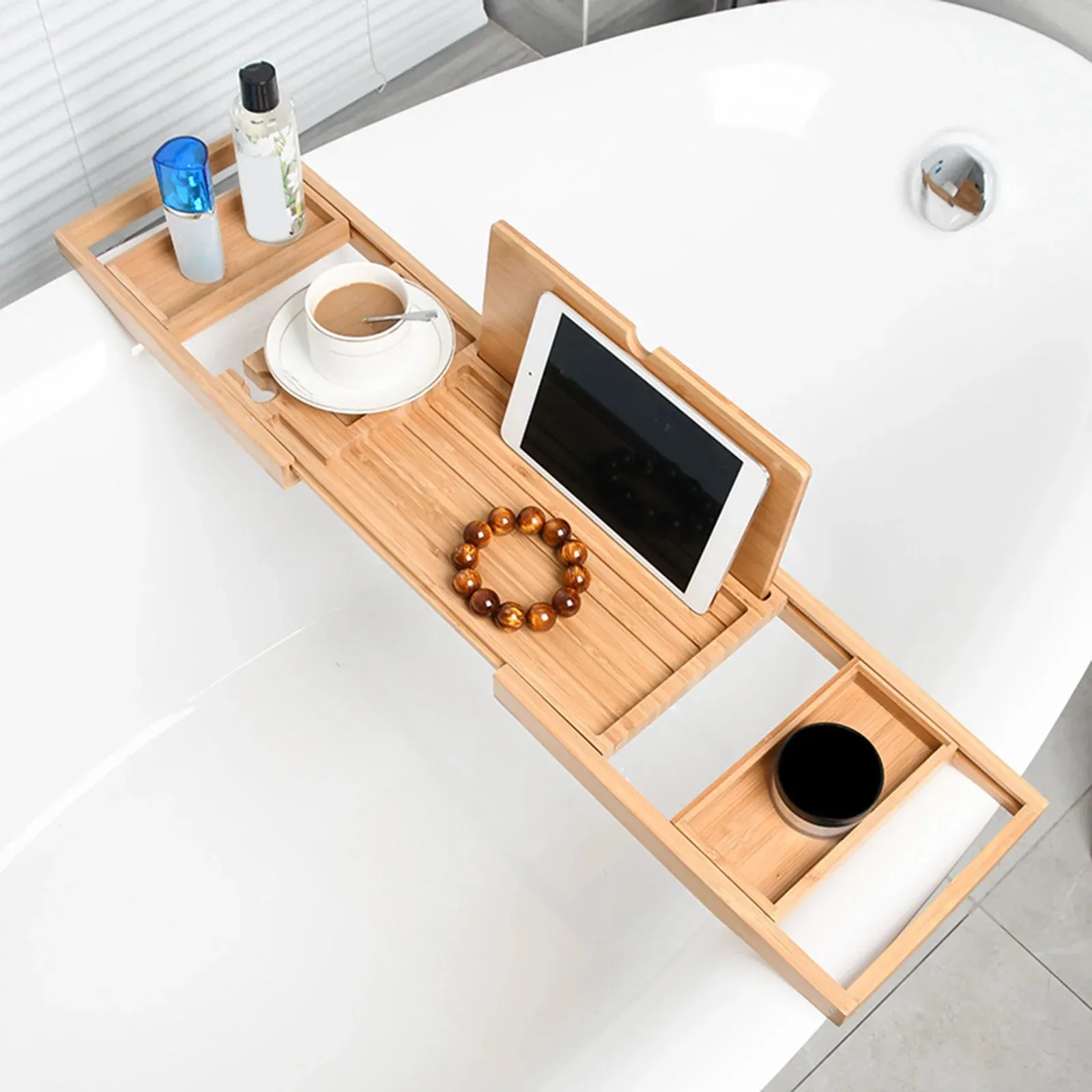 Expandable Luxury Wooden Bathtub Caddy Tray