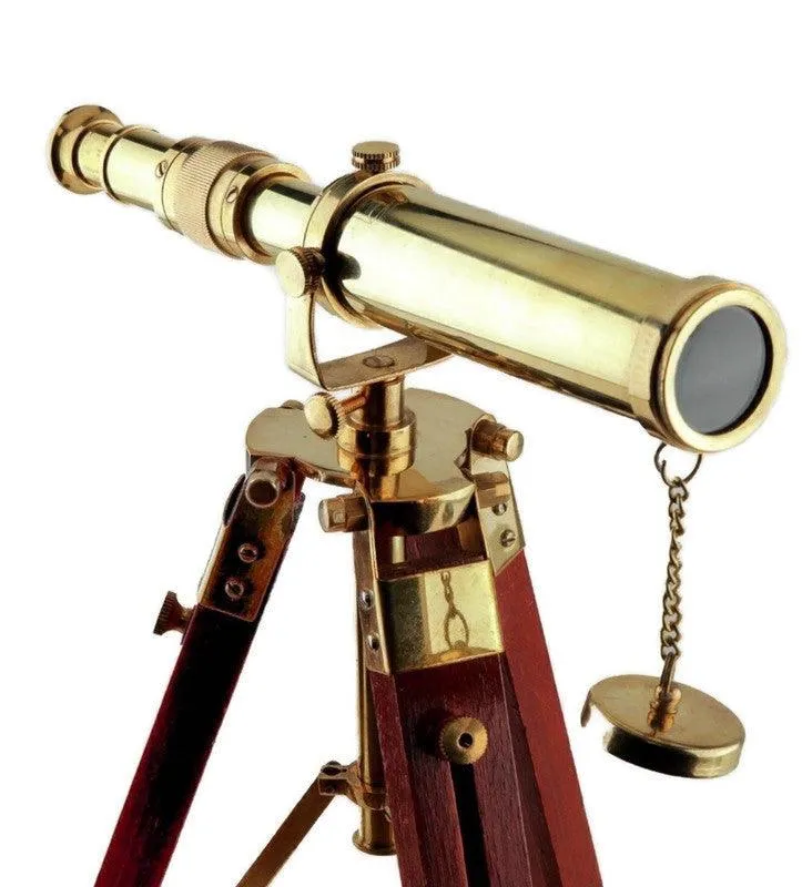 Golden Maritime Brass Telescope with Adjustable Tripod Stand