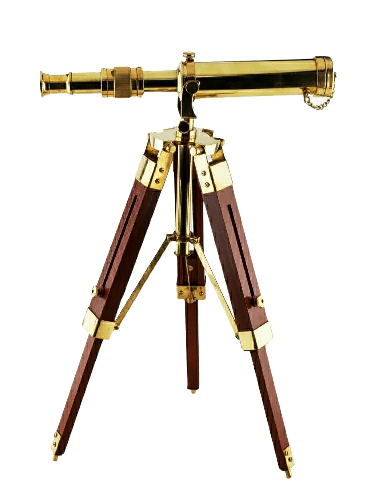 Golden Maritime Brass Telescope with Adjustable Tripod Stand