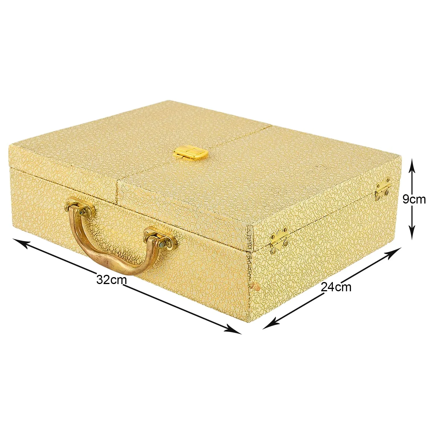 Heart Home Moonrock Design Wooden 3 Rod Double Door Bangle Box, Organizer For Bangle, Watches, Bracelets, Jewllery With Catch Lock - Pack of 2 (Gold)-47HH0564