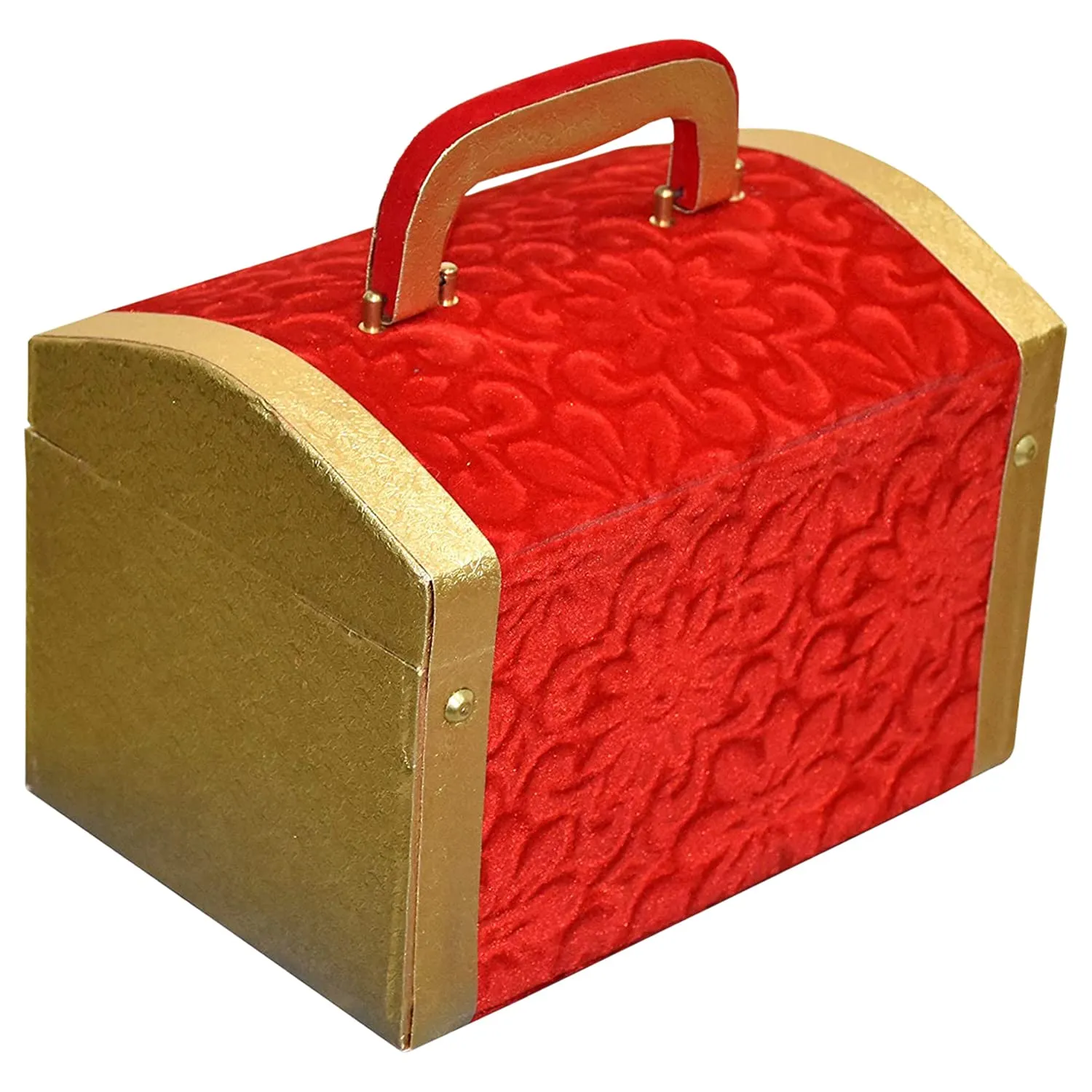 Heart Home Velvet Coated Wooden Jewellery Organizer/Makeup Box/Cosmetic Box/Vanity Case With 1 Bangle Rod, Mirror & Number Lock System (Red)-47HH0530