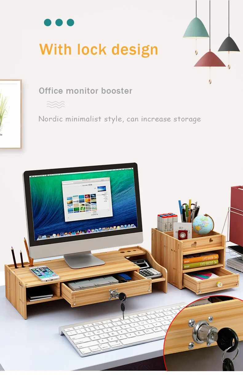 Home Office Wooden Monitor Riser Stand