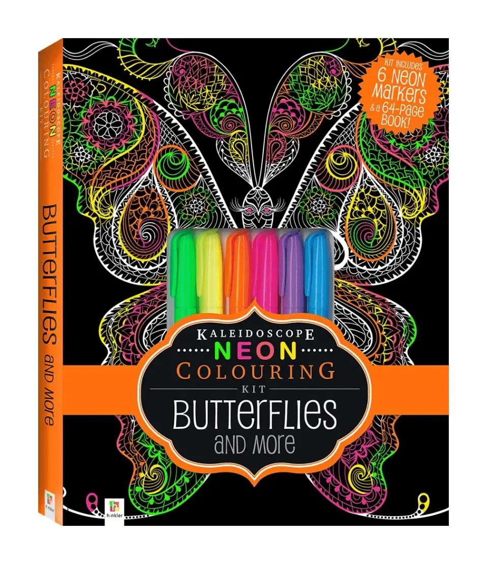 Kaleidoscope Neon Colouring Kit: Butterflies and More