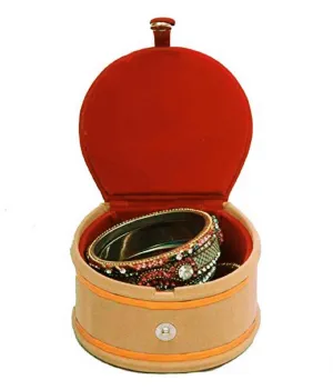 Kuber Industries Wooden Bangle Box For Women|Small Round Bangle Organizer|MAROON|