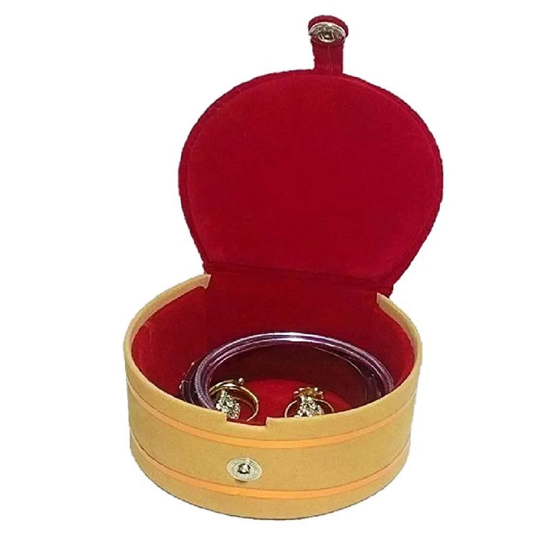 Kuber Industries Wooden Bangle Box For Women|Small Round Bangle Organizer|MAROON|