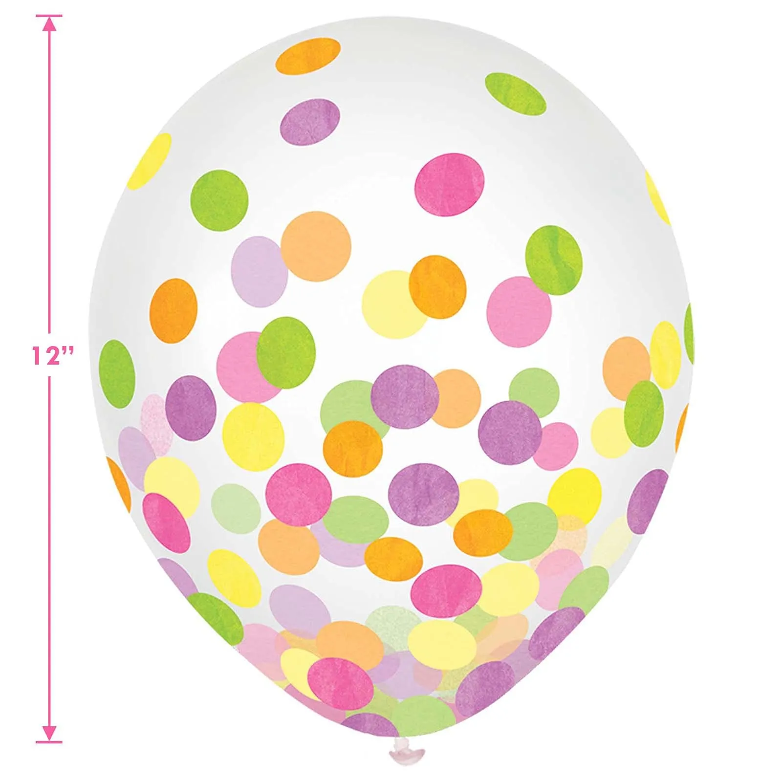 Latex Confetti Balloons - Clear Balloon Decorations With Neon Dot Confetti, 12" Size(12 Count)