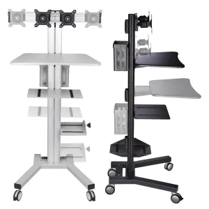 Mobile Computer Cart with Power Dual Monitor Mount