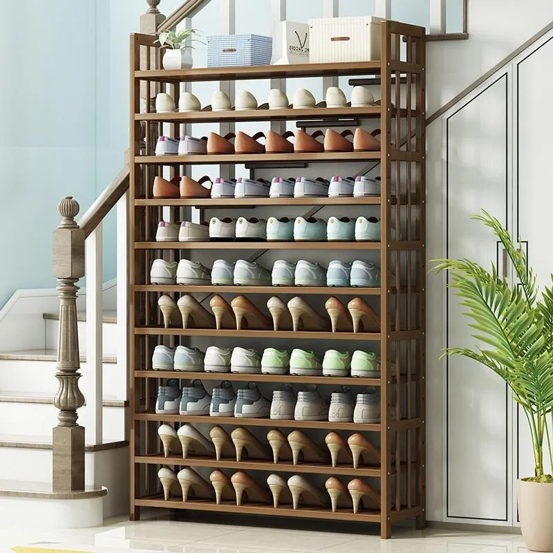 Multi-Tier Tower Bamboo Wooden Shoe Rack Corner Shelf Stand Storage Organizer