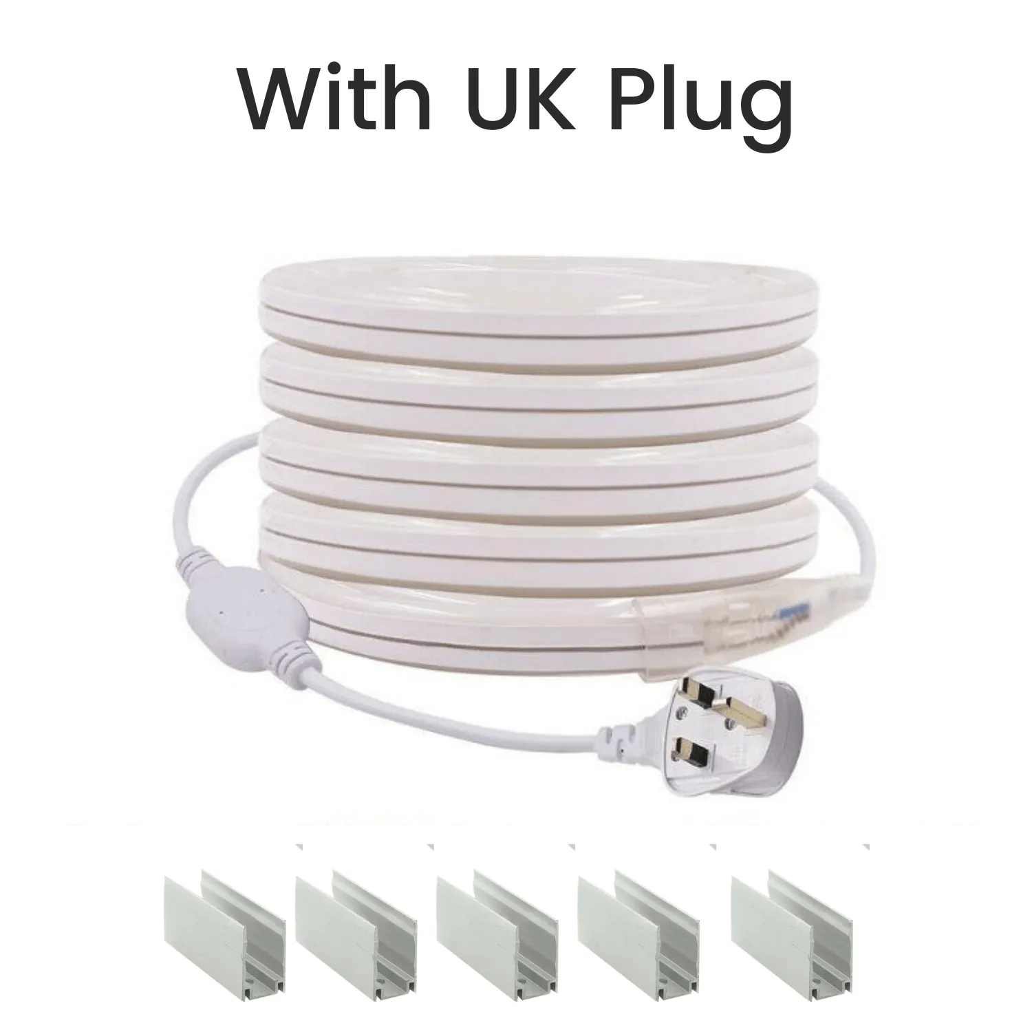 Natural White Neon Flex 220V 240V 8x16mm 120LEDs/m 4000K IP65 Waterproof with UK Plug