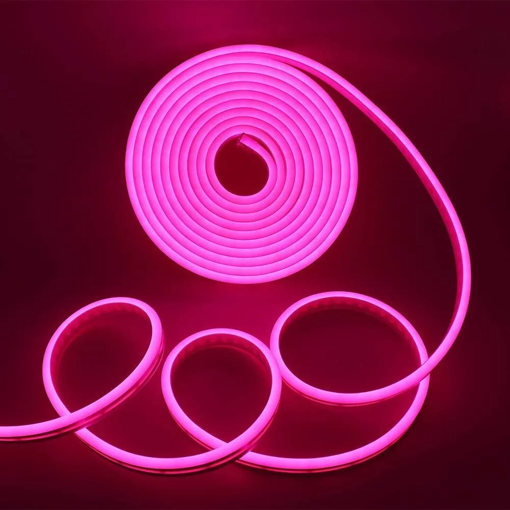 Pink Neon Flex 12V 6x12mm 120LEDs/m IP65 Waterproof 2.5cm Cut