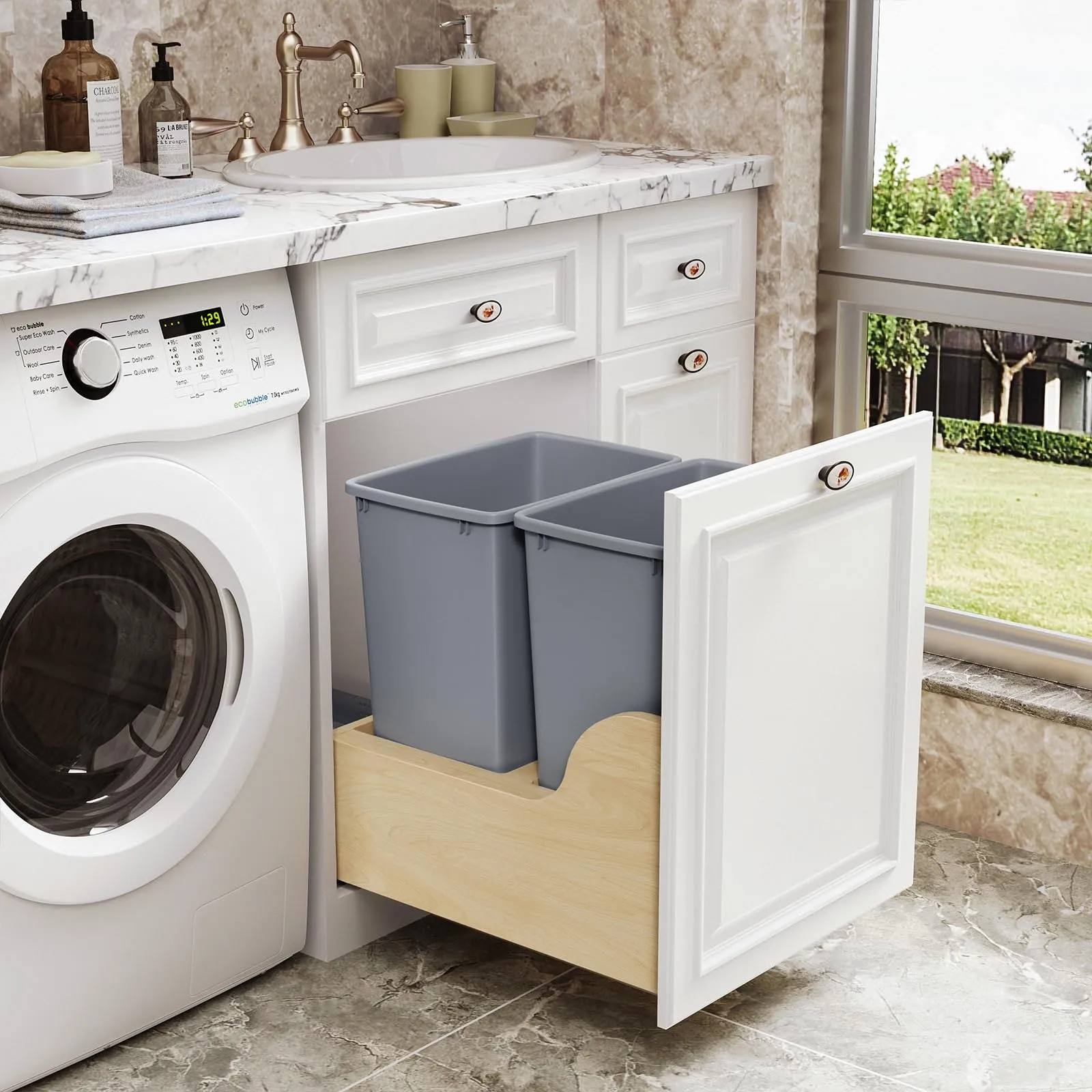 Pull Out Trash Can Under Cabinet With Garbage Cans