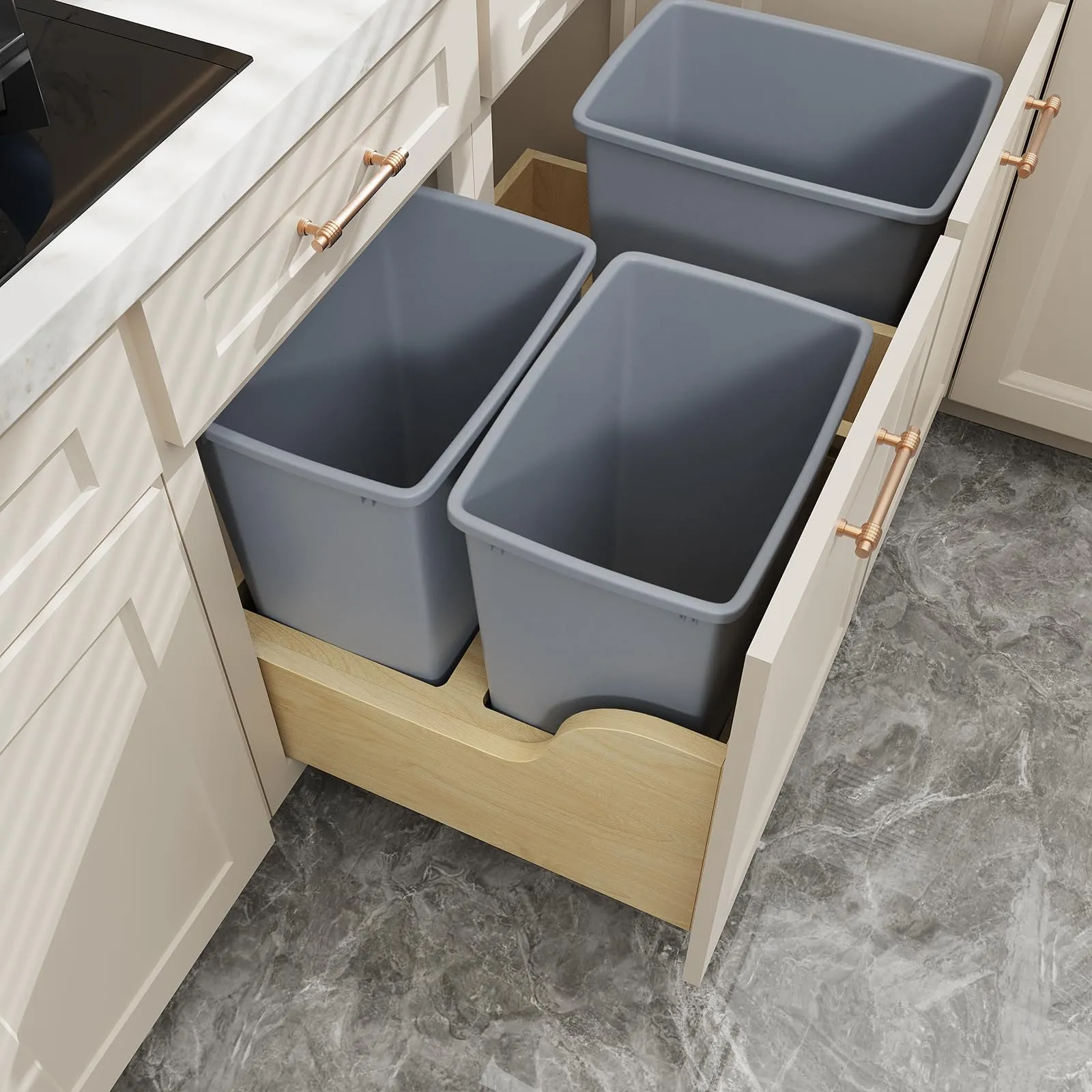 Pull Out Trash Can Under Cabinet With Garbage Cans