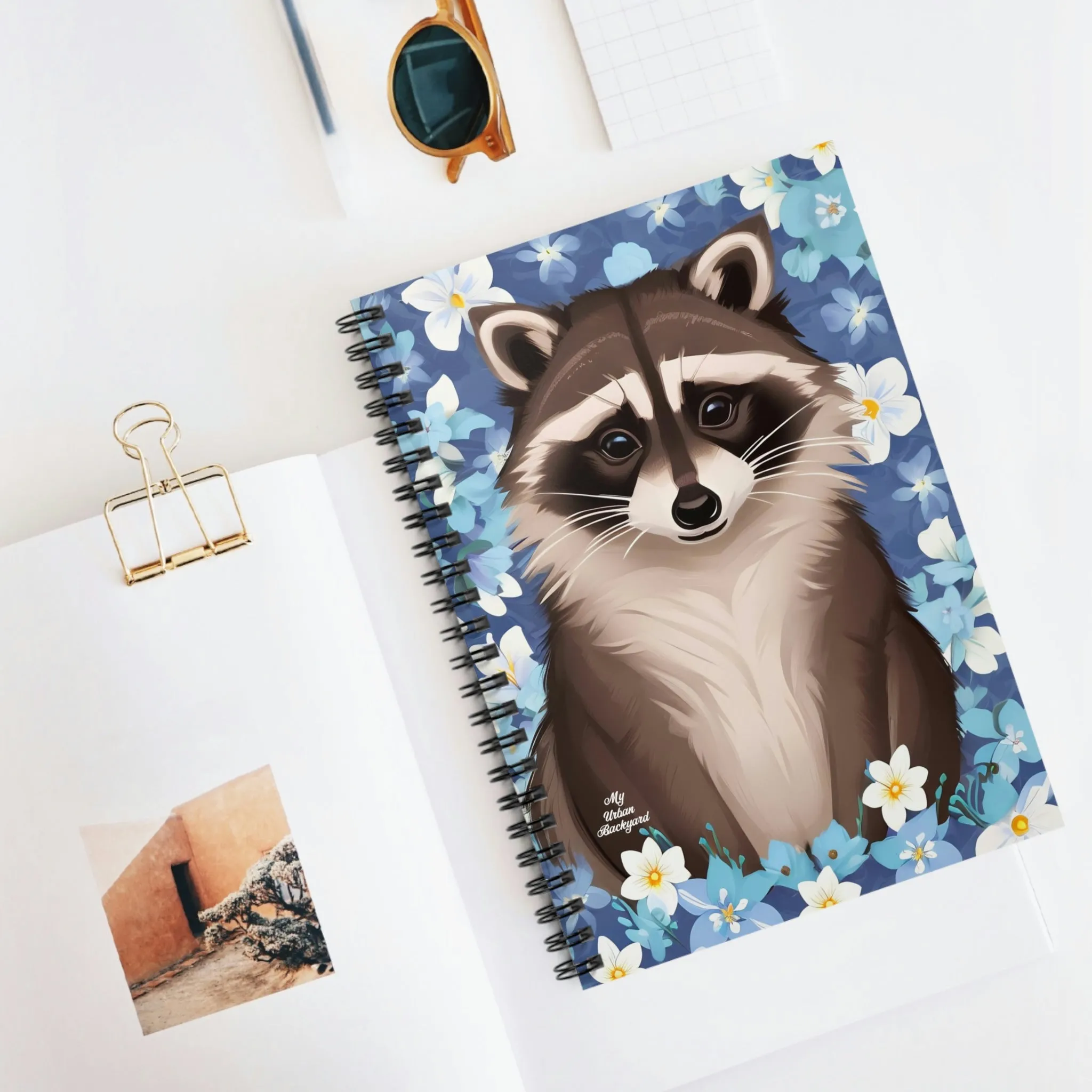 Raccoon and Flowers, Spiral Notebook Journal - Write in Style