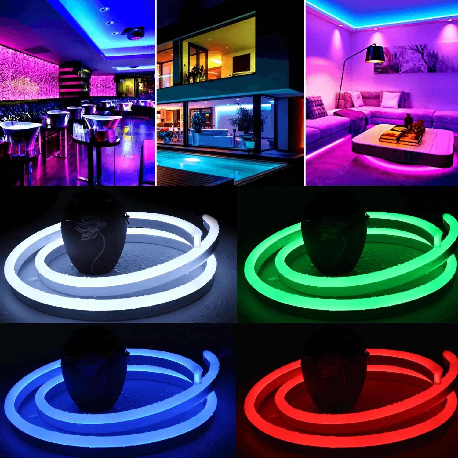 RGB LED Neon Flex 220V 240V 14x25mm IP65 Dimmable with Remote