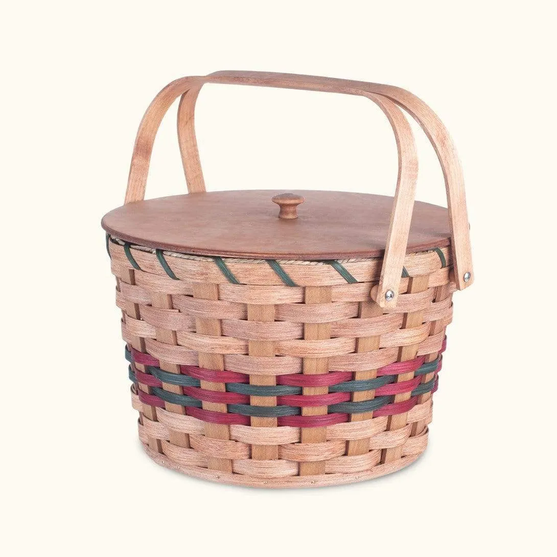 Round Sewing & Knitting Basket | Large Amish Woven Wooden Basket