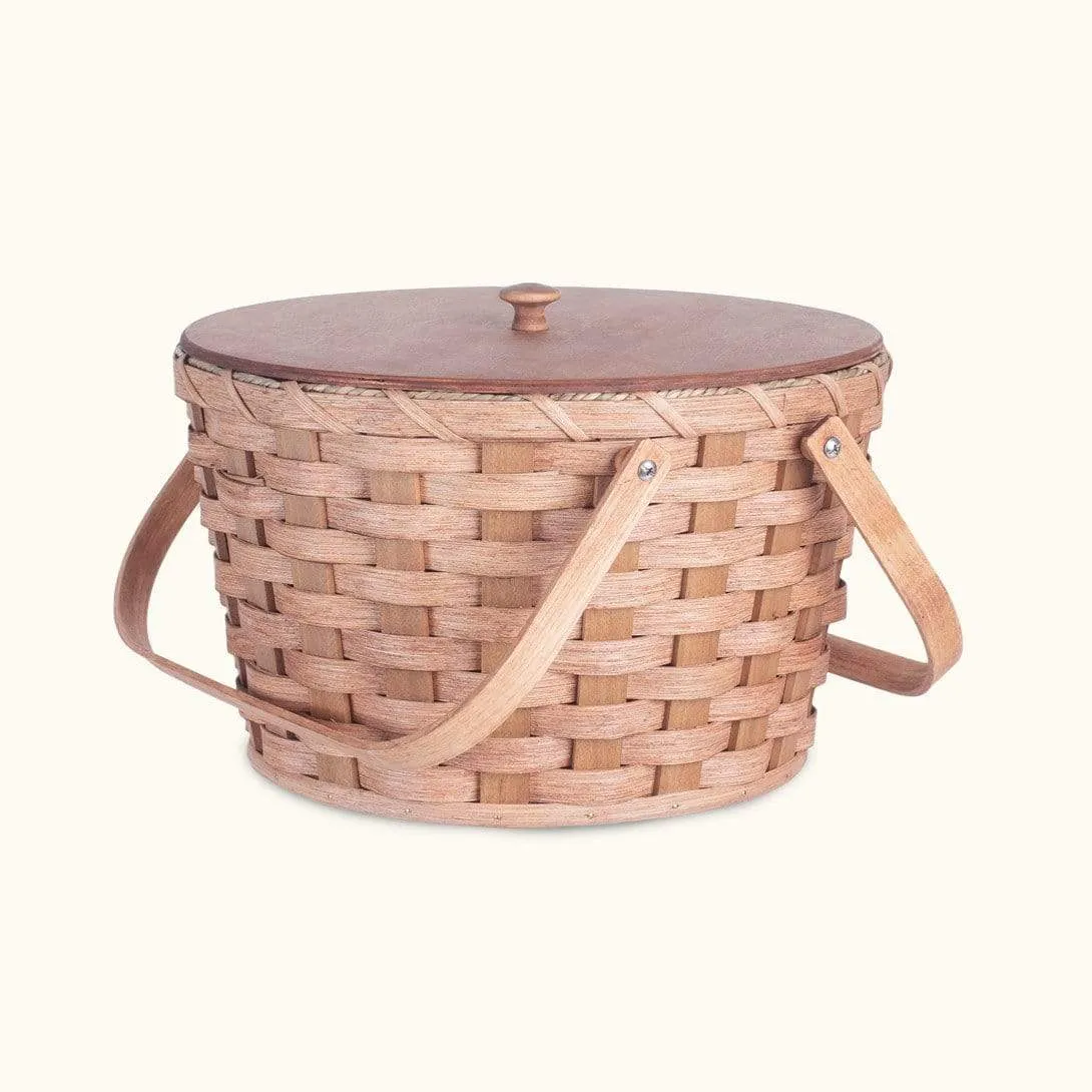 Round Sewing & Knitting Basket | Large Amish Woven Wooden Basket