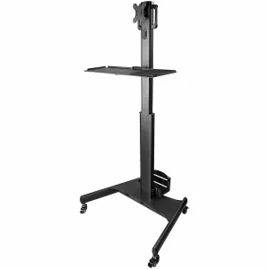 Startech.Com Mobile Workstation Cart With Monitor Mount, Cpu/Pc Holder, Keyboard Tray, Ergonomic Height Adjustable Deskt