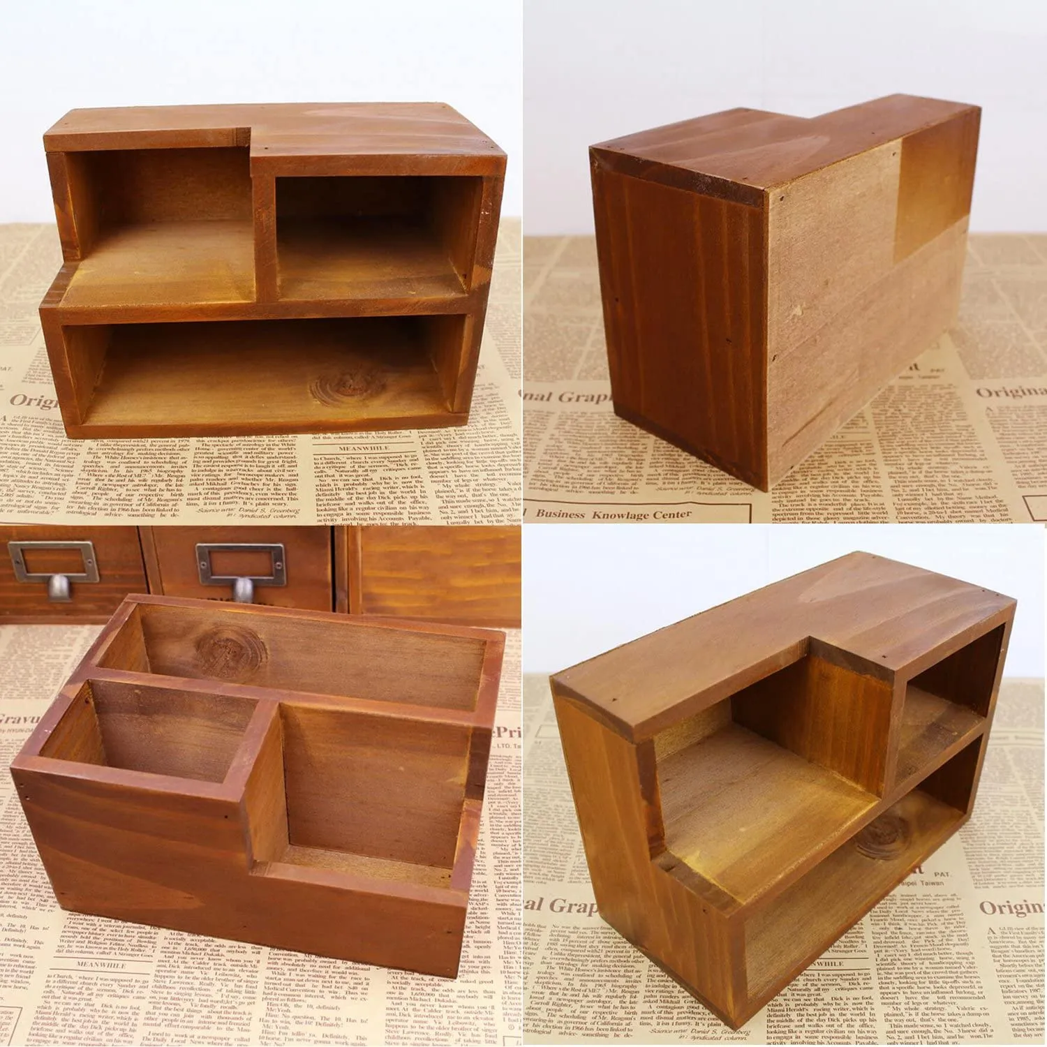 Wooden Desktop Storage Organizer