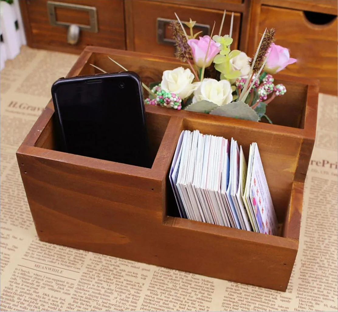 Wooden Desktop Storage Organizer