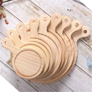 Wooden Pizza board Round with Hand Pizza Baking Tray Pizza Board