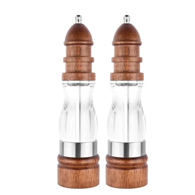 Wooden Salt and Pepper Grinder Set Wood and Acrylic Mills