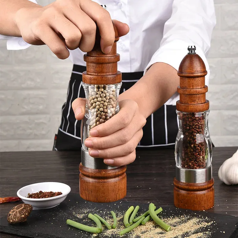 Wooden Salt and Pepper Grinder Set Wood and Acrylic Mills