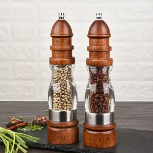 Wooden Salt and Pepper Grinder Set Wood and Acrylic Mills