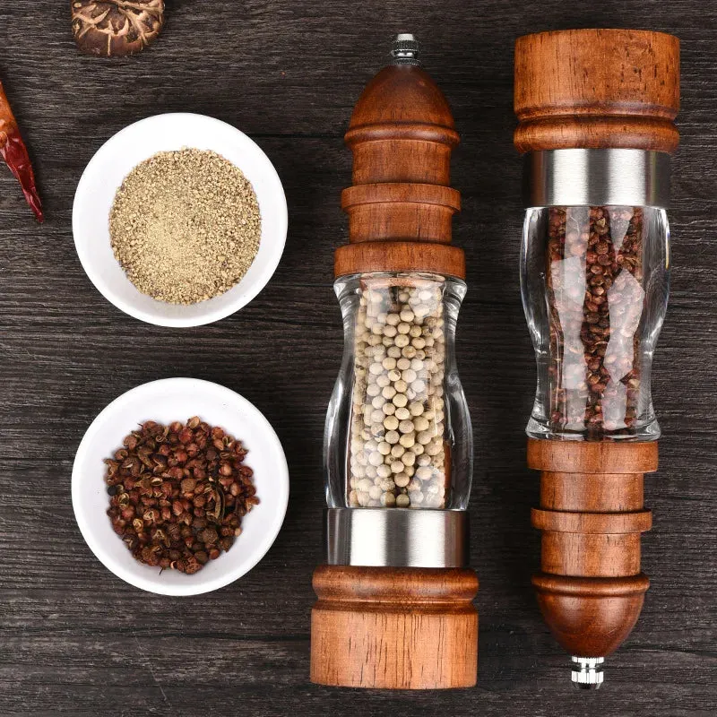 Wooden Salt and Pepper Grinder Set Wood and Acrylic Mills