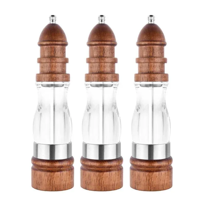 Wooden Salt and Pepper Grinder Set Wood and Acrylic Mills