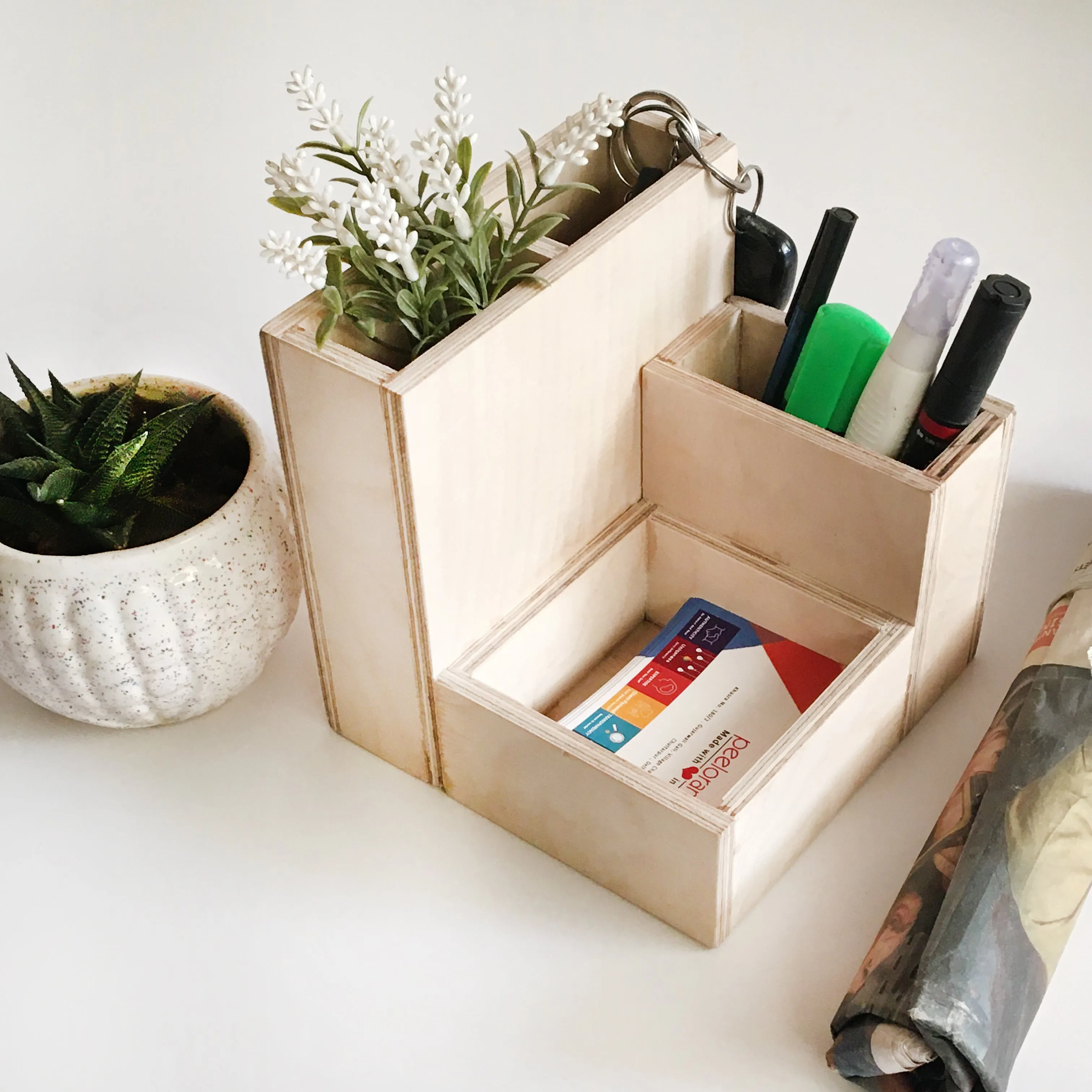 Wooden Stationery Organizer