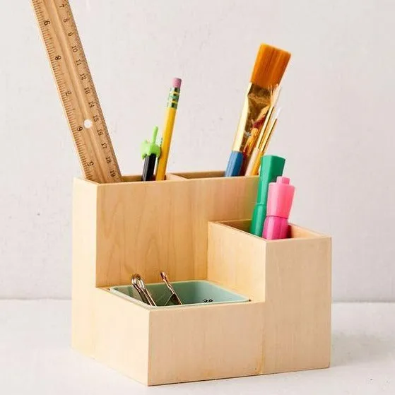 Wooden Stationery Organizer