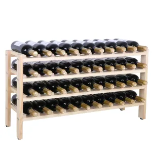 ZENY™ 40 Bottles Wine Rack Stackable Storage 6 Tier Solid Beechwood Display Shelves Rack